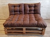 Paletové prošívané sezení MATTEO SET - sedák 120x80 cm, 2x opěrka 60x40 cm, barva hnědá, Mybesthome