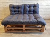 Paletové prošívané sezení MATTEO SET - sedák 120x80 cm, 2x opěrka 60x40 cm, barva modrá, Mybesthome