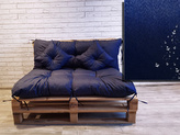 Polstr DENIM CARLOS SET - sedák 120x80 cm, opěrka 120x40 cm, 2x polštáře 30x30 cm, tmavě modrá, paletové prošívané sezení Mybesthome