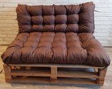 Paletové prošívané sezení PIETRO SET - sedák 120x80 cm, opěrka 120x40 cm, barva hnědá, Mybesthome