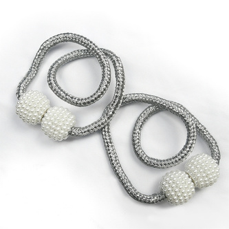 Dekorační ozdobná spona na závěsy s magnetem PEARLS, stříbrná, O 3 cm (cena za 1 kus) Mybesthome
