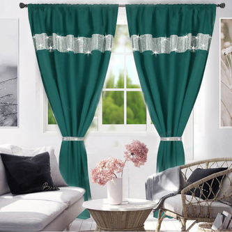 Dekorační závěs s řasící páskou AURORA tmavě zelená 145x250 cm (cena za 1 kus) MyBestHome Dekorační závěs s řasící páskou AURORA tmavě zelená 145x250 cm (cena za 1 kus) MyBestHome