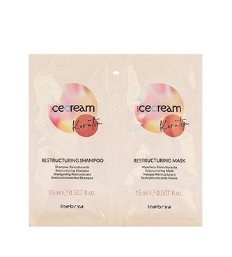 Inebrya Ice Cream Keratin Restructuring Shampoo 15 ml + Restructuring Mask 15 ml