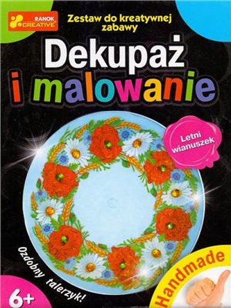Dekupaż i malowanie. Letni wianuszek talerzyk