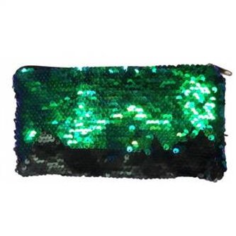 Piórnik cekinowy zielono-czarny