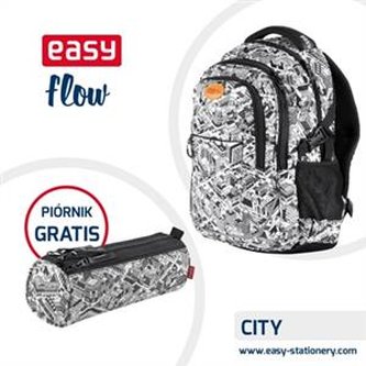 Plecak szkolny. młodzieżowy biało-czarny Easy piórnik GRATIS