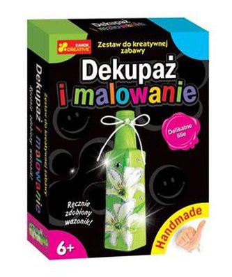 Dekupaż i malowanie. Delikatne lilie wazonik