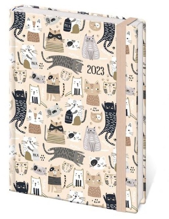 Diář 2023 B6 LYRA týdenní s gumičkou Cat