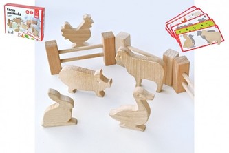 Farma/stavebnice dřevěná 17 dílků v krabici 29x22,5x7cm