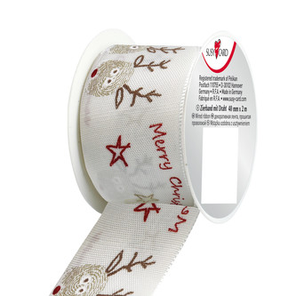 Stuha textilní 2mx40mm, bílá se sobem