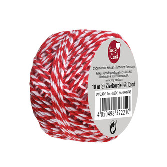 Nit červeno-bílá 10m,bavlna