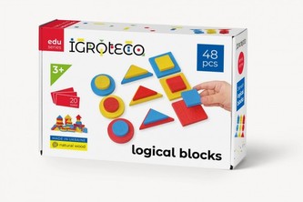 Mozaika/stavebnice dřevo 48 dílků v krabici 28x18x7cm