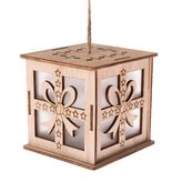 Dřevěná závěsná lucerna s LED světlem, 12/96