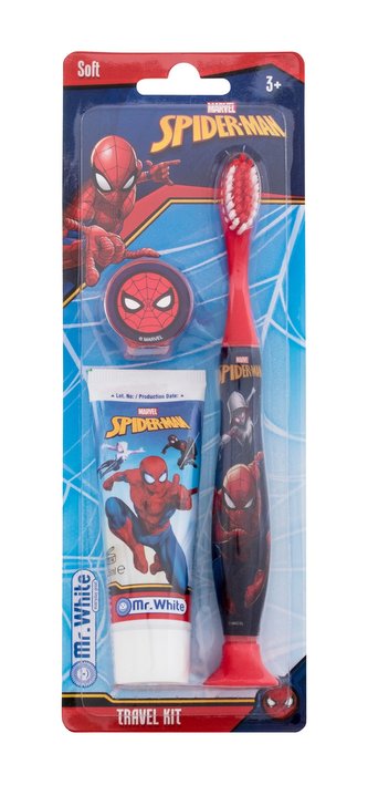 Marvel Spiderman zubní pasta Spiderman 25 ml + zubní kartáček Spiderman 1 ks + kryt na zubní kartáček Spiderman 1 ks
