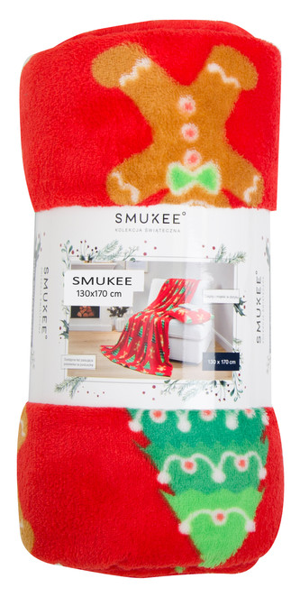 Deka z mikrovlákna SMUKEE červená vzor perníček 130x170 cm Essex