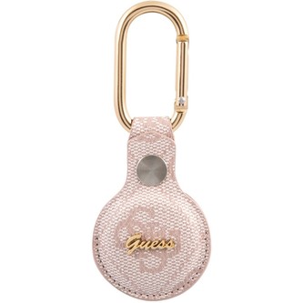 Guess PU 4G Script Dog Clip pouzdro pro AirTag růžové
