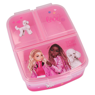 Svačinový box Top Model, Candy + Malia + pudl, růžový, 3 segmenty | 0411703_A |  13,5 x 17,5 x 5,5 cm.