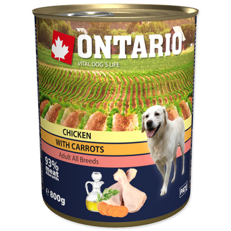 Konzerva ONTARIO Dog Chicken, Carrots and Salmon Oil
