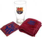 Bar set sklenice s tácky a ručníkem FC Barcelona: Logo (objem sklenice 570 ml|ručník 24 x 51 cm)