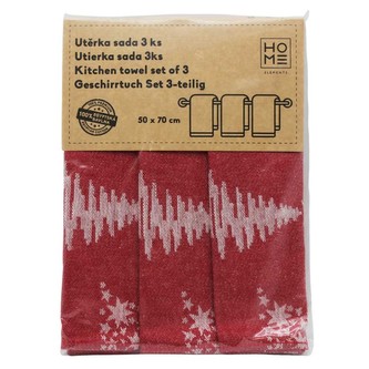 HOME ELEMENTS Set utěrek z egyptské bavlny 50*70 cm, 3 ks, Stromky červené