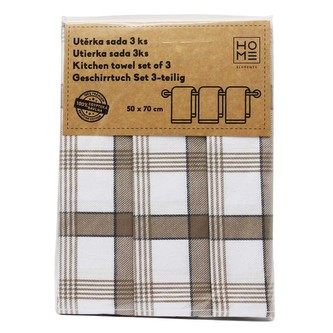 HOME ELEMENTS Set utěrek z egyptské bavlny 50*70 cm, 3 ks, Kostky hnědé