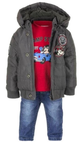 KOMPLET BUNDA, TRIKO A DŽÍNY MICKEY baby - velikost 6 m.