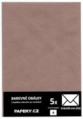 barevná obálka 114X162 HNĚDÁ S PRUHY, 5 kusů, 100 gm2, olizová