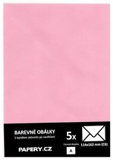 barevná obálka 114X162 RŮŽOVÁ PASTELOVÁ, 5 kusů, 100 gm2, olizová
