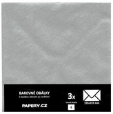 barevná obálka 155X155 STŘIBRNÁ METALICKÁ, 3 kusy, 100 gm2, olizová
