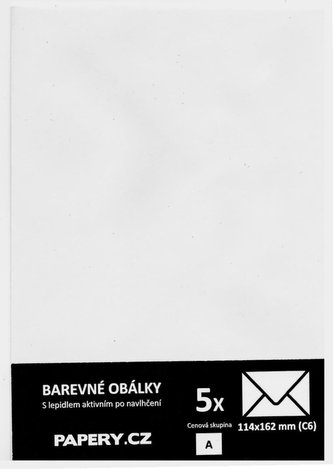 barevná obálka 114X162 BÍLA RECYKLOVANÁ, 5 kusů, 100 gm2, olizová