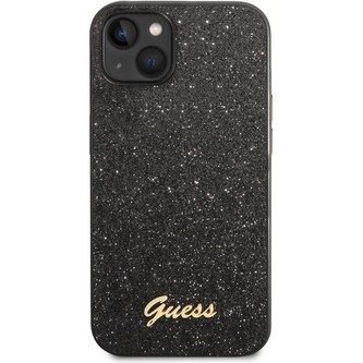 Guess PC/TPU Glitter Flakes Metal Logo kryt iPhone 14 Plus černý