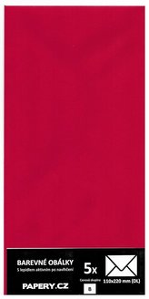 barevná obálka 110x220 ČERVENÁ TMAVÁ, 5 kusů, 100 gm2, olizová