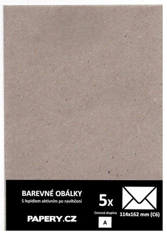 Barevná obálka 114x162 světlá CRAFT, 5 kusů, 120gm2, olizová