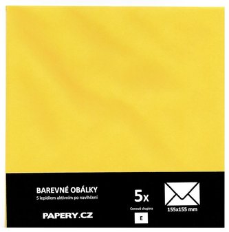 barevná obálka 155x155 ŽLUTÁ SLUNEČNICOVÁ, 5 kusů, 100 gm2, olizová