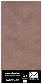 barevná obálka 110x220 HNĚDÁ S PRUHY, 5 kusů, 100 gm2, olizová