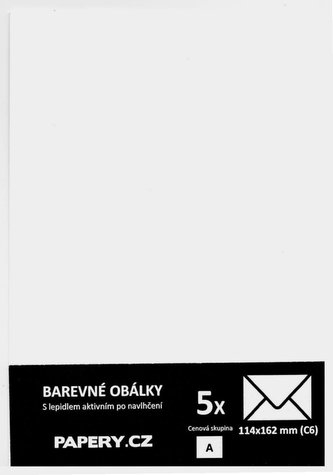 barevná obálka 114X162 BÍLÁ ZÁKLADNÍ, 5 kusů, 100 gm2, olizová