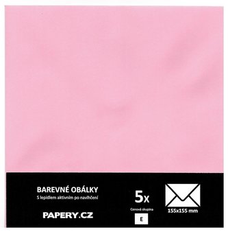 barevná obálka 155X155 RŮŽOVÁ PASTELOVÁ, 5 kusů, 100 gm2, olizová