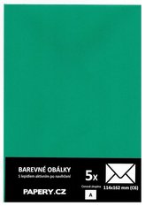 barevná obálka 114X162 ZELENÁ TMAVÁ, 5 kusů, 100 gm2, olizová