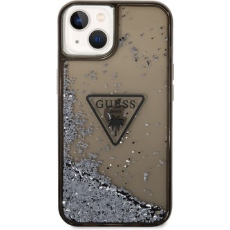 Guess PC/TPU Liquid Glitter Triangle Logo kryt iPhone 14 Plus černý