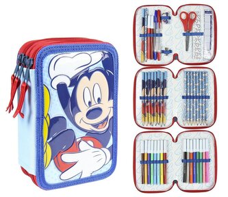 Školní trojdílné pouzdro Mickey Mouse: penál plněný - 42 položek (13 x 20 x 7 cm)