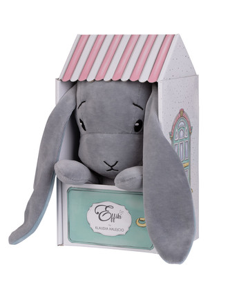 Králíček Effik Šedý Modré uši s domečkem, S