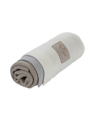 Bambusová deka 75x90 by Klaudia Halejcio, Bílá/šedá/béžová