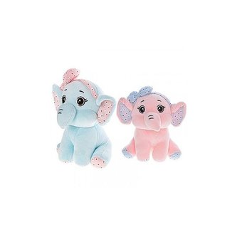 Slon plyšový 20cm s mašlí sedící 2barvy v sáčku 0m+