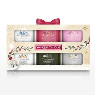 YANKEE CANDLE Dárková sada 6 ks votivních svíček 49g / Snow Globe Wonderland, Snowflake Kisses, Peppermint Pinwheels, White Spruce&Grapefruit, Silver Sage&Pine, Smoked Vanilla&Cashmere;
