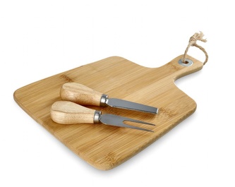 Set BAMBOU na krájení a servírování sýrů - bambusové prkénko 26x19 cm, 2x nože 12 cm Homla