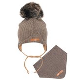 Podzimní kojenecká čepička s šátkem na krk New Baby Special One hnědá - velikost 62 (3-6m)