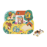 Janod Dřevěné vkládací puzzle Na venkově