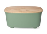 Plastový chlebník s víkem z pryžového dřeva ALAN zelená 34x17x21 cm Homla
