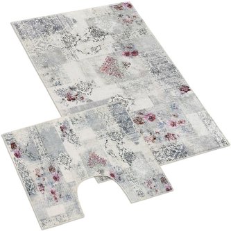 3D tisk  sada - ornament - smetanová, černá, růžová - sada 60x100, 60x50 cm