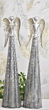 Plechový anděl Deco champagne-silver 63 cm